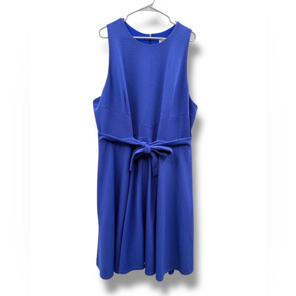 Hutch Blue Purple Textured Sleeveless Tie Front Midi Dress Sz 3X Plus‎